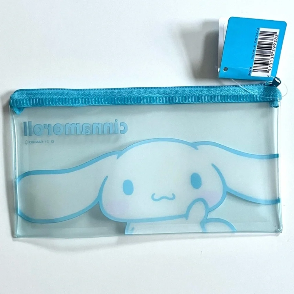 🆕 🎉 set of 2 clear zipper Sanrio pouches featuring Cinnamoroll & Bad Badtz-Maru